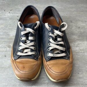 Ara Luftpolster Sneakers Women‎ 7 Navy Blue Tan Leather Low Top Good Condition